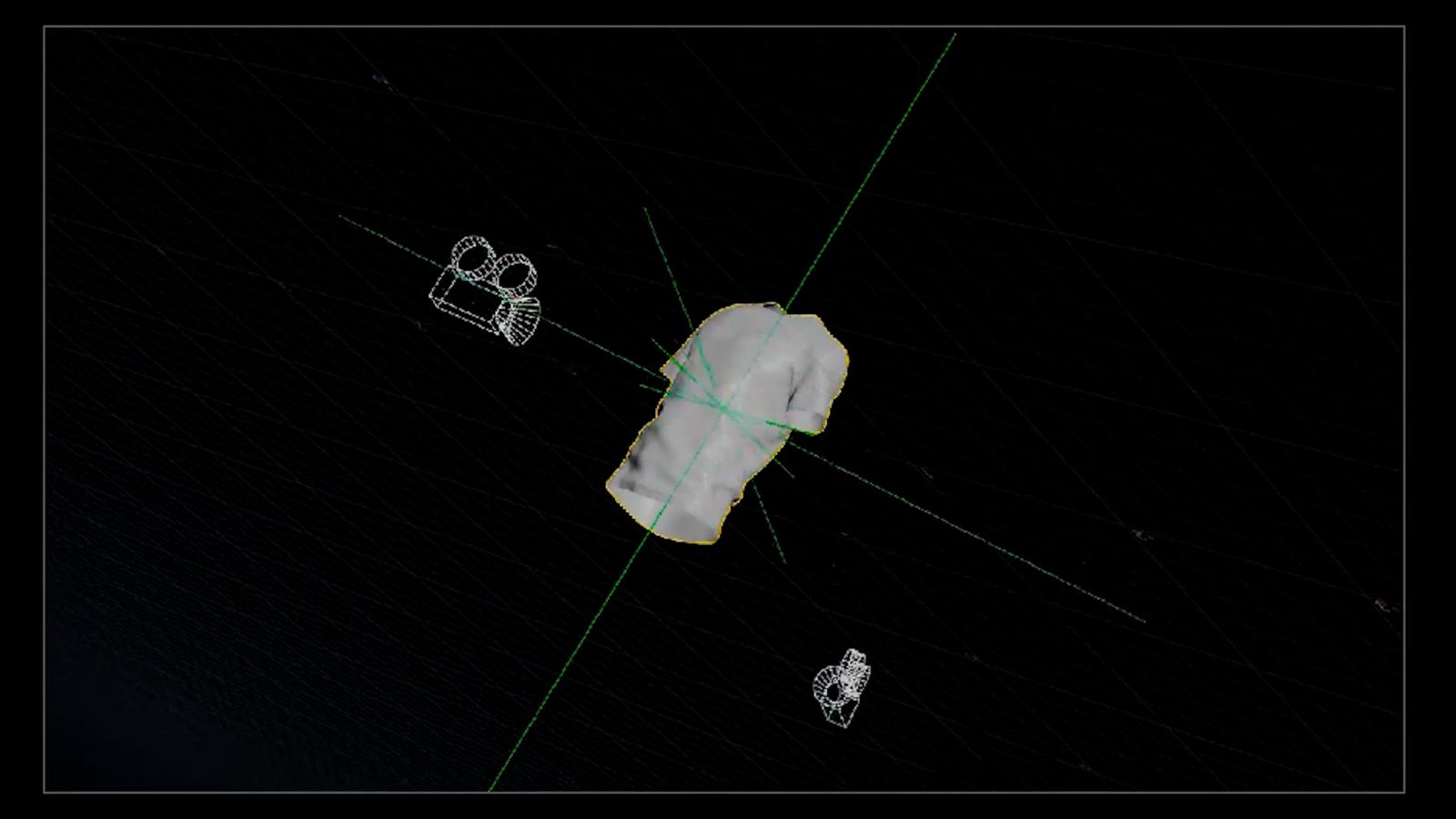 Mise en scène 3D du t-shirt, caméras et simulation