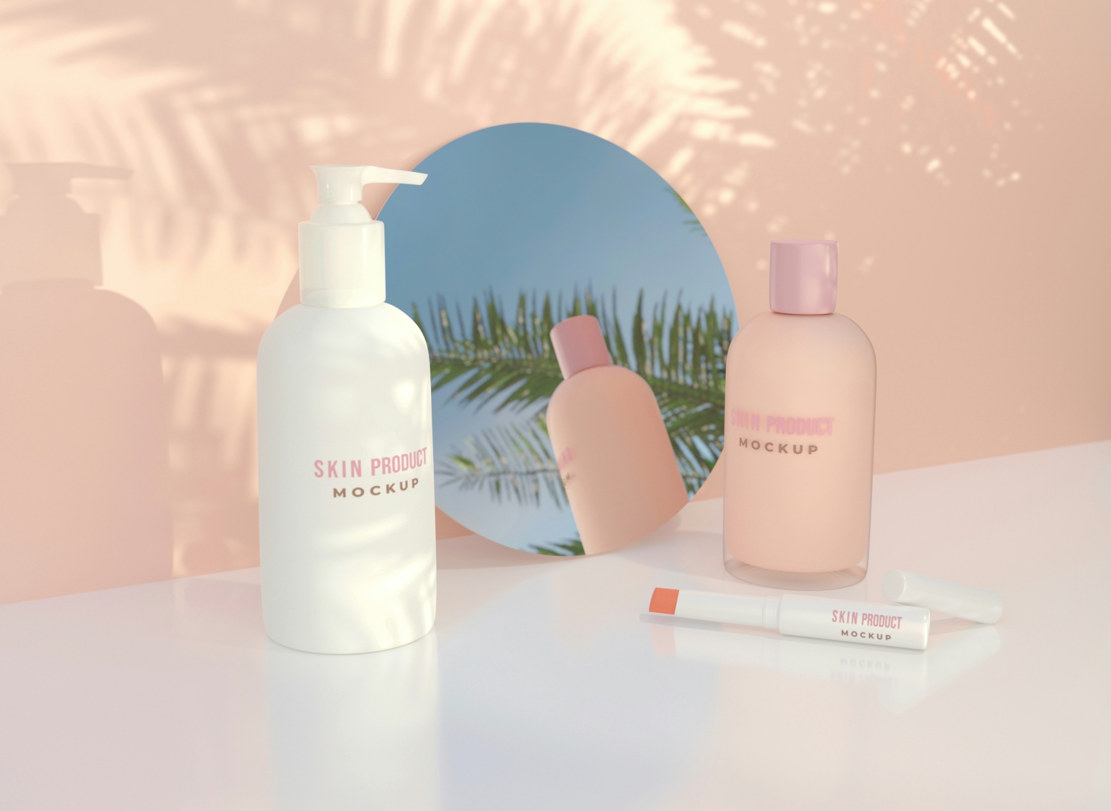 Rendu CGI gamme de produits cosmétiques — zéro déchet zéro transport